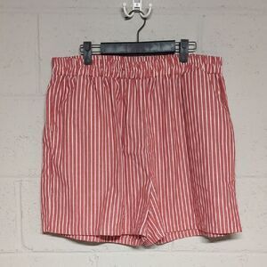 Women's Pull On Elastic Waist Striped Boxer Shorts Casual Shorts Size 2XL NWOT